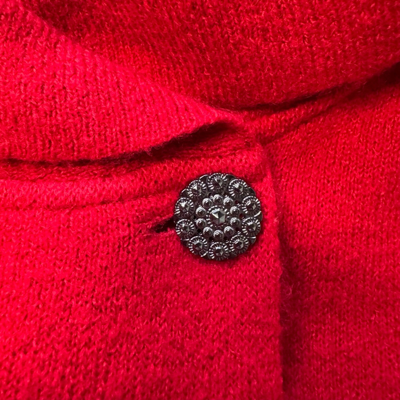 Adrienne Vittadini Red Rhinestone Cardigan Sweater Medium - Picture 7 of 13